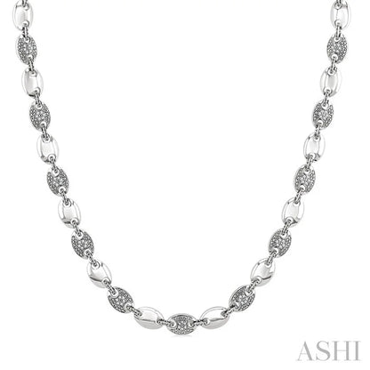 Silver Bold Mariner Link Diamond Fashion Necklace