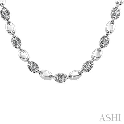 Silver Bold Mariner Link Diamond Fashion Necklace
