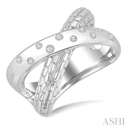 Silver Bold Criss Cross Diamond Ring