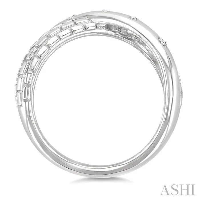 Silver Bold Criss Cross Diamond Ring