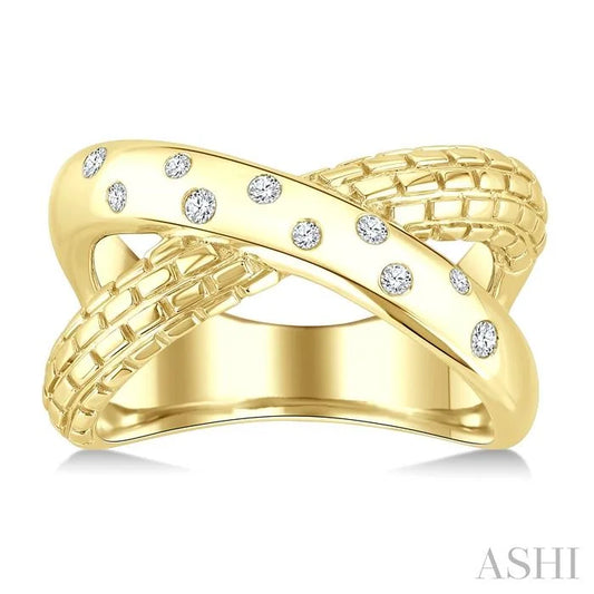 Gold Vermeil Bold Criss Cross Diamond Ring