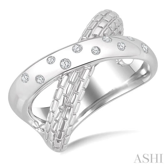 Silver Bold Criss Cross Diamond Ring