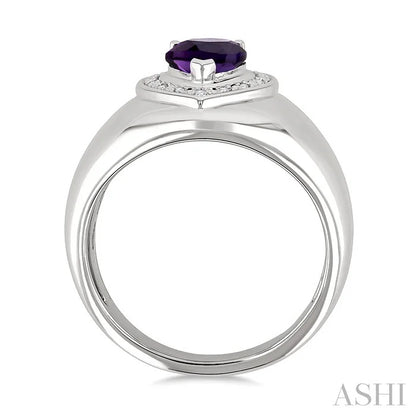 Silver Bold Pear Shape Gemstone & Diamond Ring