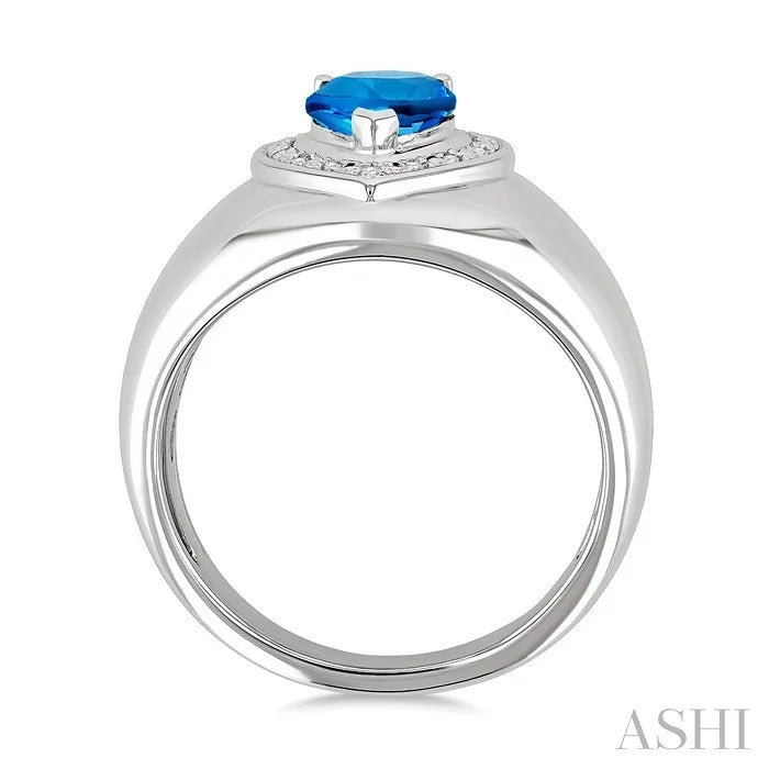 Silver Bold Pear Shape Gemstone & Diamond Ring