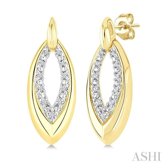 Gold Vermeil Bold Marquise Shape Diamond Fashion Earrings