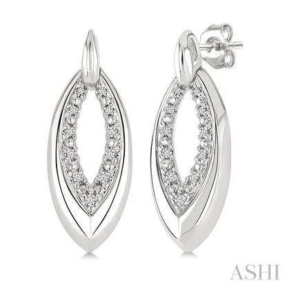 Silver Bold Marquise Shape Diamond Fashion Earrings