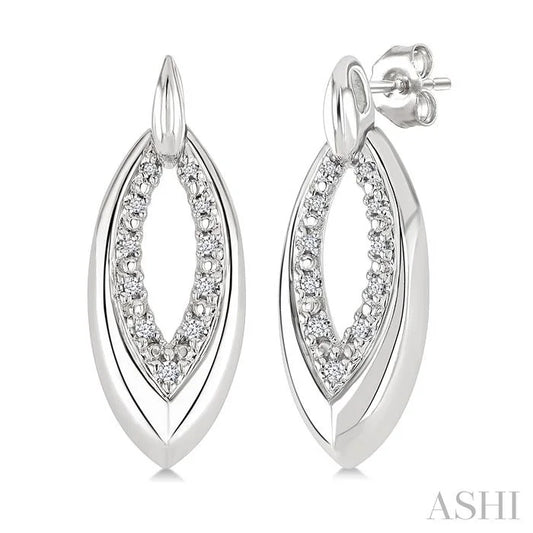 Silver Bold Marquise Shape Diamond Fashion Earrings