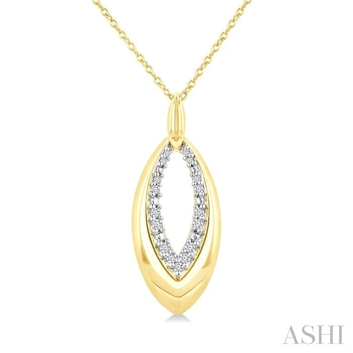 Gold Vermeil Bold Marquise Shape Diamond Fashion Pendant