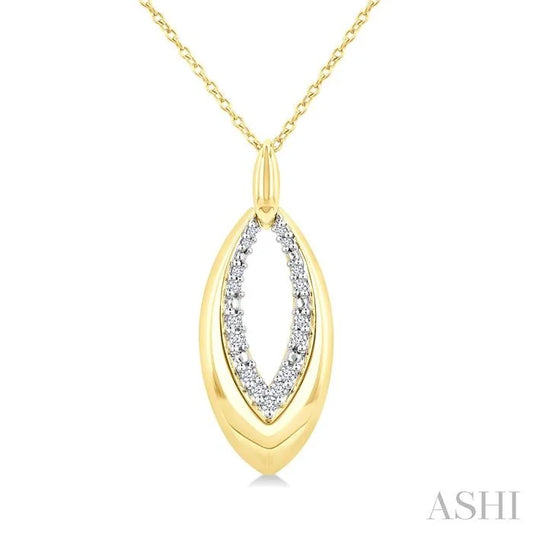 Gold Vermeil Bold Marquise Shape Diamond Fashion Pendant