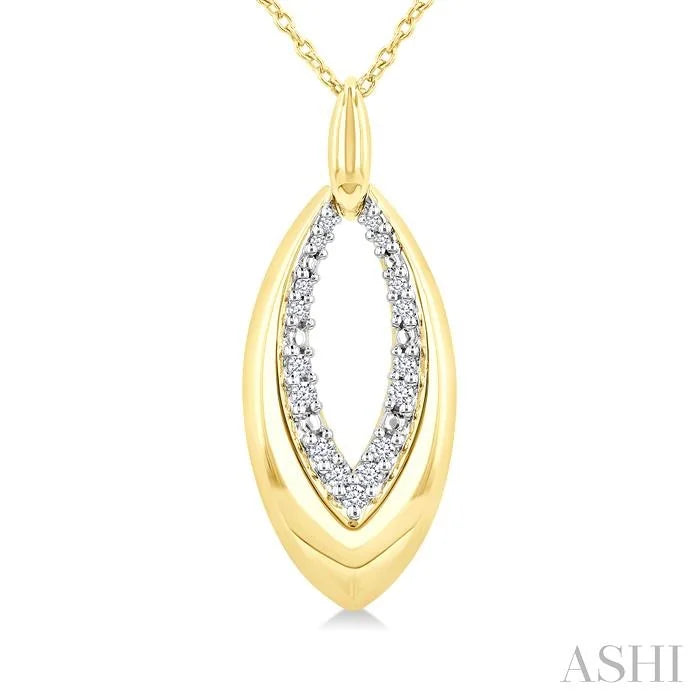 Gold Vermeil Bold Marquise Shape Diamond Fashion Pendant