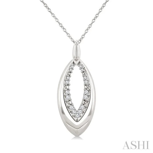 Silver Bold Marquise Shape Diamond Fashion Pendant