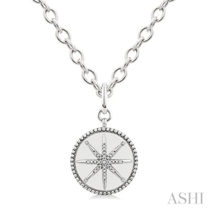 Silver Compass Medallion Diamond Fashion Pendant