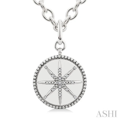 Silver Compass Medallion Diamond Fashion Pendant
