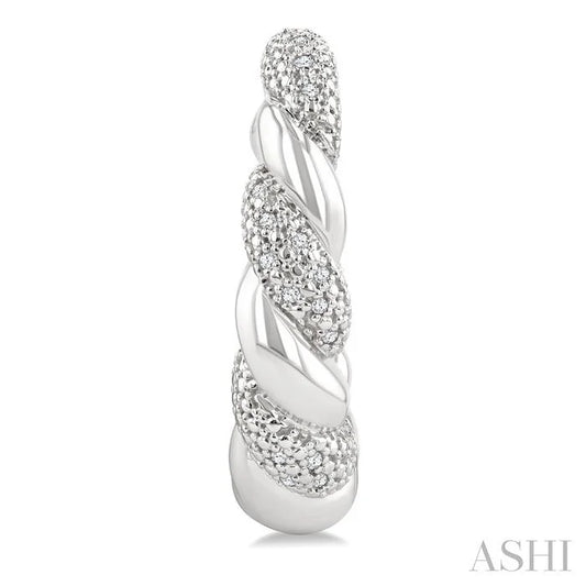 Silver Bold Rope Diamond Fashion Earrings