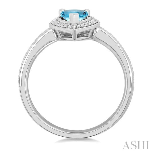 Silver Pear Shape Gemstone & Diamond Ring