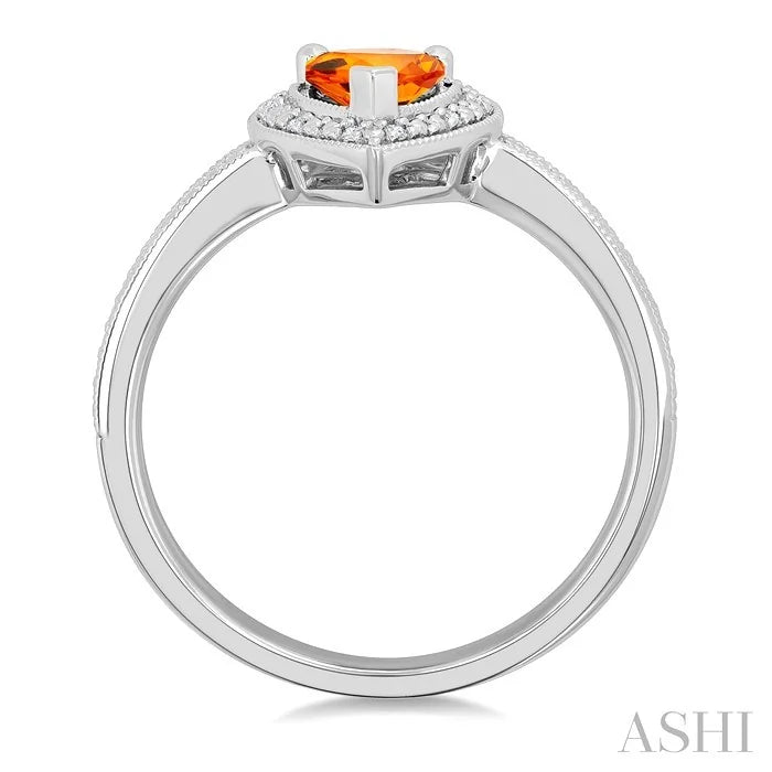 Silver Pear Shape Gemstone & Diamond Ring