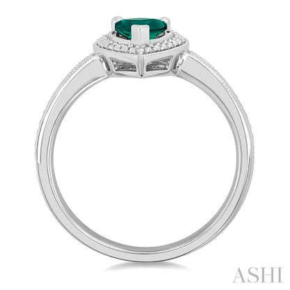 Silver Pear Shape Gemstone & Diamond Ring