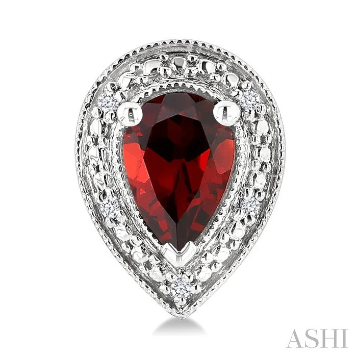 Silver Pear Shape Gemstone & Diamond Earrings