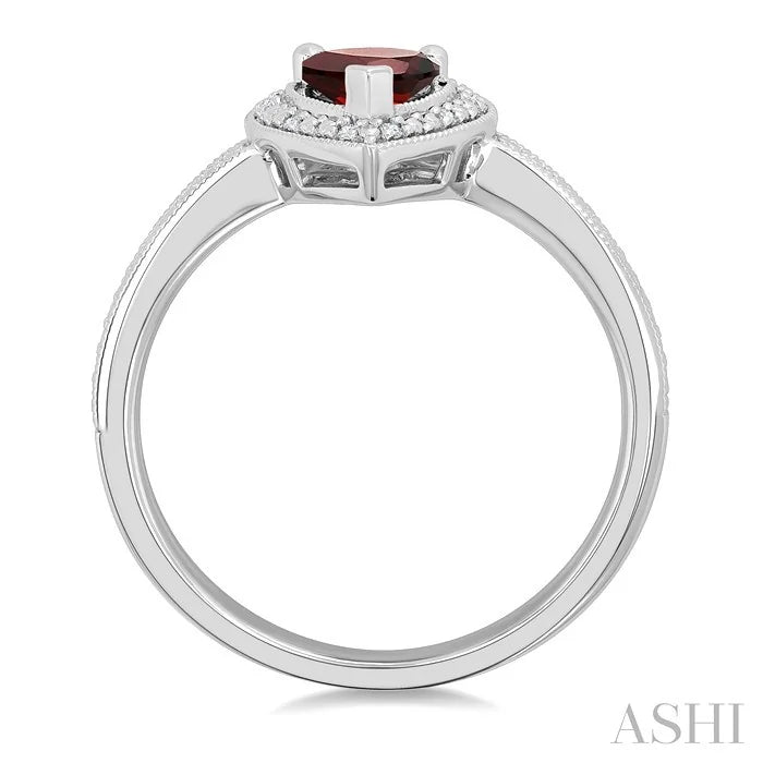 Silver Pear Shape Gemstone & Diamond Ring