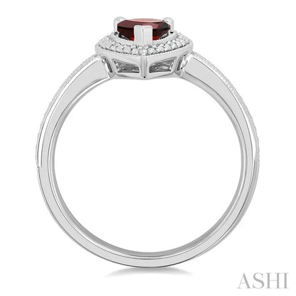 Silver Pear Shape Gemstone & Diamond Ring