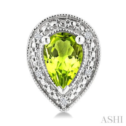 Silver Pear Shape Gemstone & Diamond Earrings