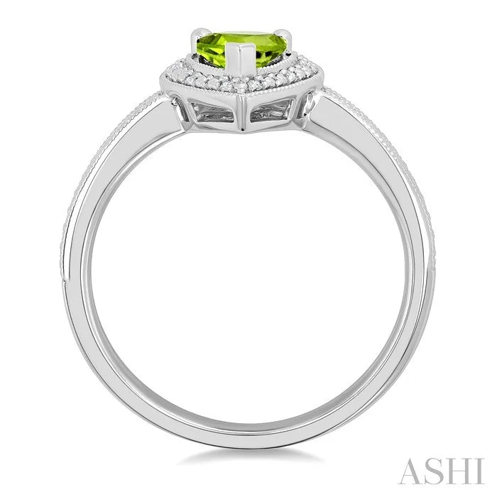 Silver Pear Shape Gemstone & Diamond Ring