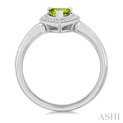Silver Pear Shape Gemstone & Diamond Ring