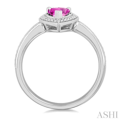 Silver Pear Shape Gemstone & Diamond Ring