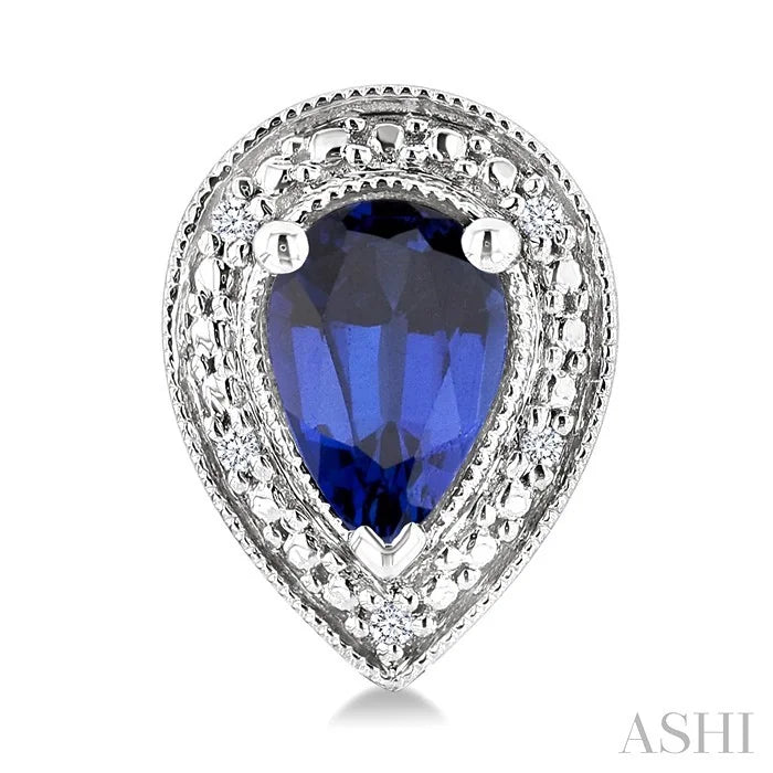Silver Pear Shape Gemstone & Diamond Earrings