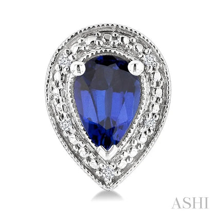 Silver Pear Shape Gemstone & Diamond Earrings