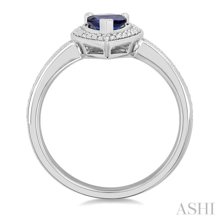 Silver Pear Shape Gemstone & Diamond Ring