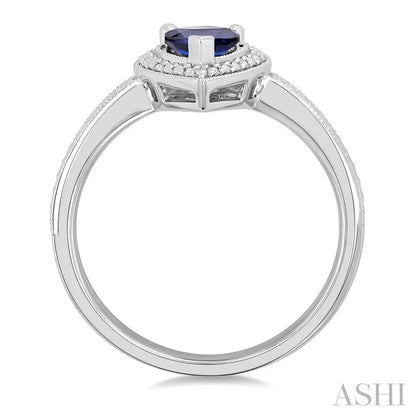 Silver Pear Shape Gemstone & Diamond Ring