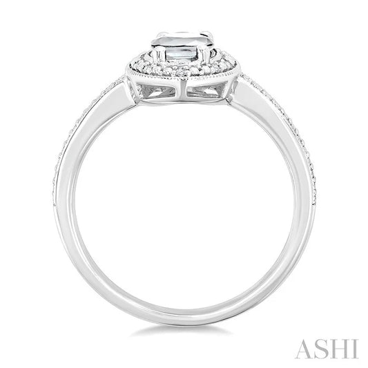 Silver Oval Shape Gemstone & Diamond Ring