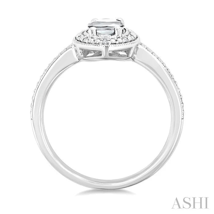 Silver Oval Shape Gemstone & Diamond Ring