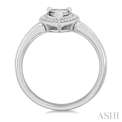 Silver Pear Shape Gemstone & Diamond Ring