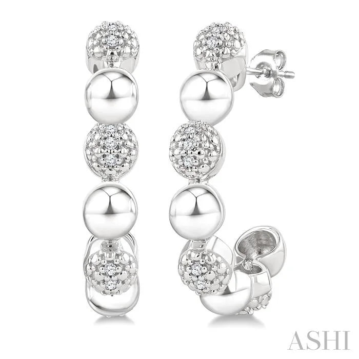 Bead Bijoux Silver Bold Diamond Half Hoop Earrings