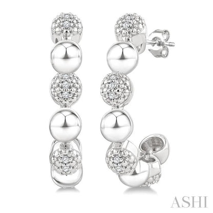 Bead Bijoux Silver Bold Diamond Half Hoop Earrings