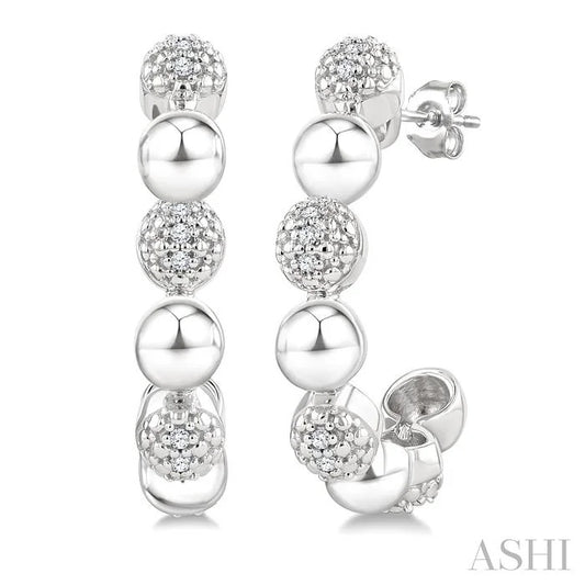 Bead Bijoux Silver Bold Diamond Half Hoop Earrings