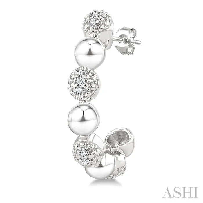 Bead Bijoux Silver Bold Diamond Half Hoop Earrings