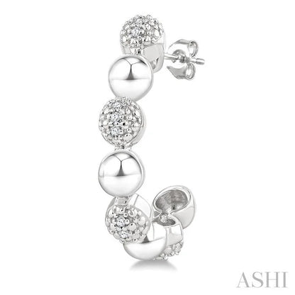 Bead Bijoux Silver Bold Diamond Half Hoop Earrings