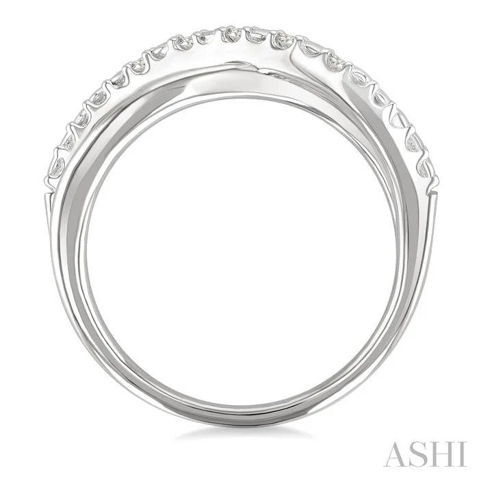 Silver Criss Cross Diamond Ring