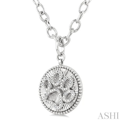 Silver Circle Dog Paw Fluted Medallion Diamond Fashion Pendant