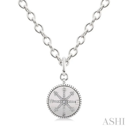 Silver Compass Medallion Diamond Fashion Pendant