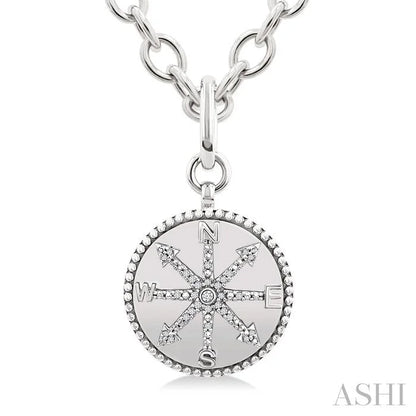 Silver Compass Medallion Diamond Fashion Pendant
