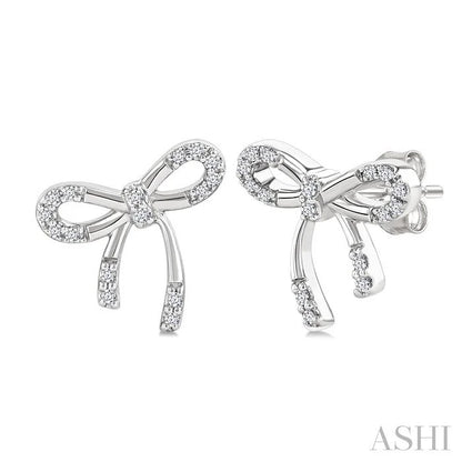 Silver Bow Diamond Fashion Earrings