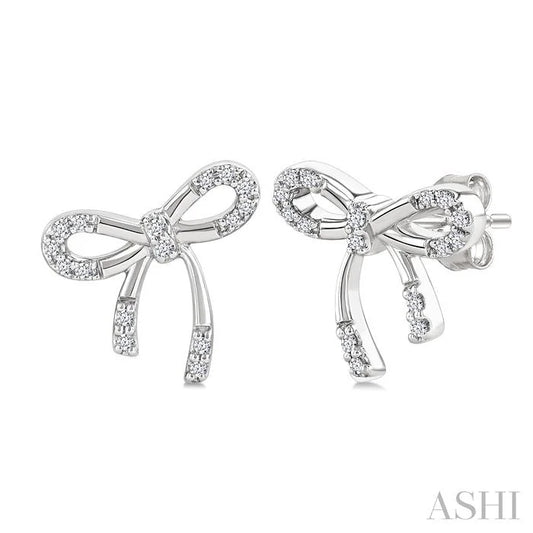 Silver Bow Diamond Fashion Earrings