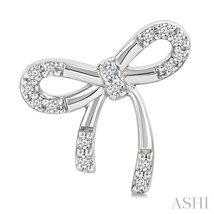 Silver Bow Diamond Fashion Earrings