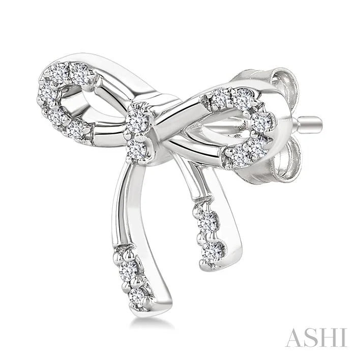 Silver Bow Diamond Fashion Earrings