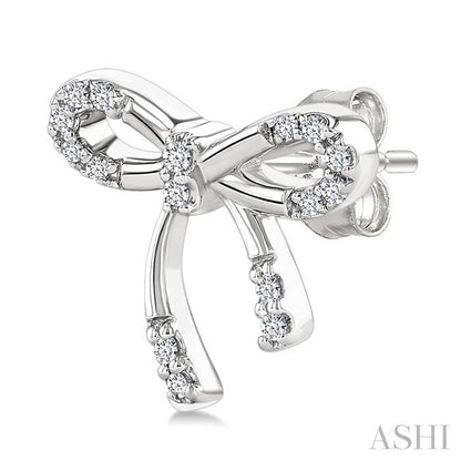 Silver Bow Diamond Fashion Earrings
