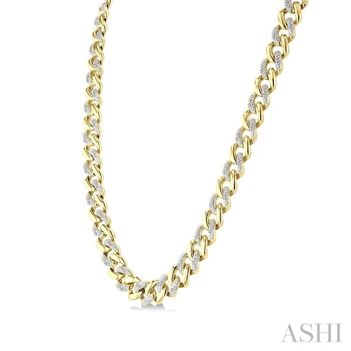 Gold Vermeil Curb & Cuban Diamond Necklace